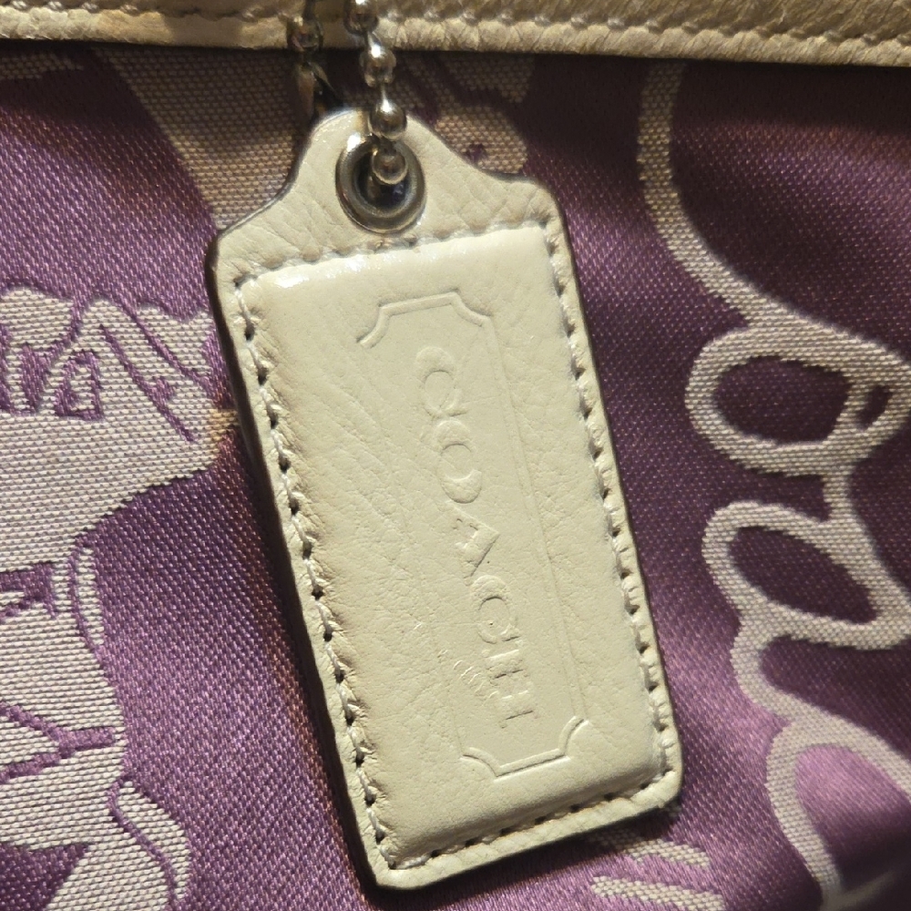 Coach Purple and Cream Shoulder Bag - Picture 2 of 14